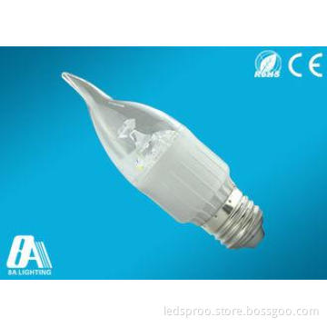 110V 220V 3 Watt E27 ABS LED Candle Bulbs 6000K - 6500K